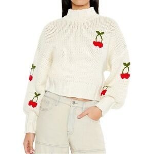 Forever 21 + Cherry Mock Neck Sweater / Chunky Knit / Winter Wear / Cozy / OX